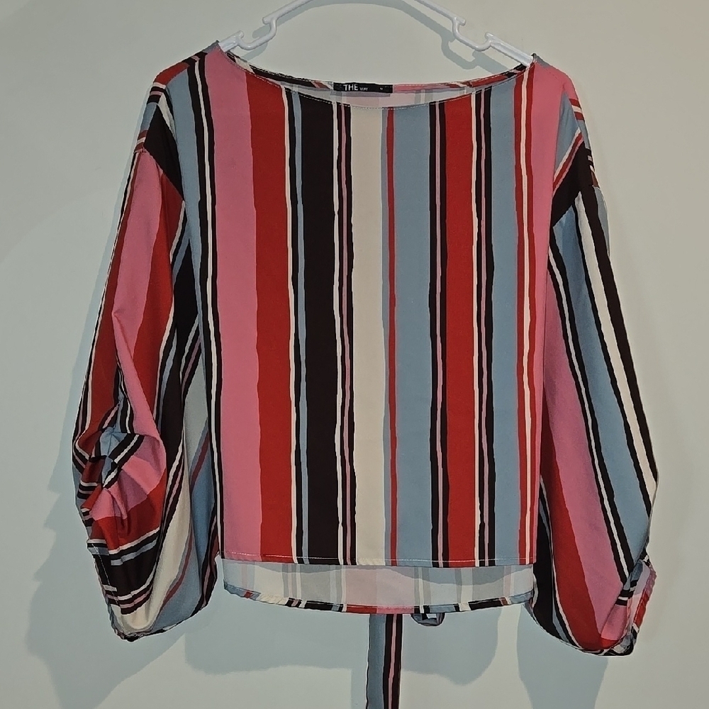 Red Puff Sleeve Crop Blouse